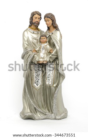 Holy Family statuette isolated on white
