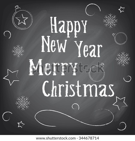 new year Christmas background banner chalk on black board