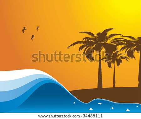 Abstract ocean beach illustration