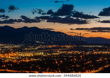 Salt Lake City skyline by night, Utah (United States).