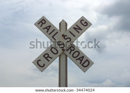 simple horizontal close-up of rail road crossing sign