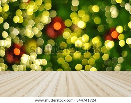 Wood floor with  bokeh background , christmas ,new year