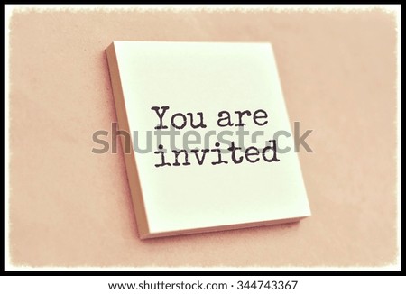 Text you are invited on the short note texture background