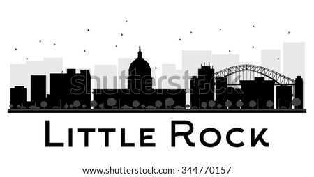 Little Rock City skyline black and white silhouette. Vector illustration. Simple flat concept for tourism presentation, banner, placard or web site. Business travel concept. Cityscape with landmarks