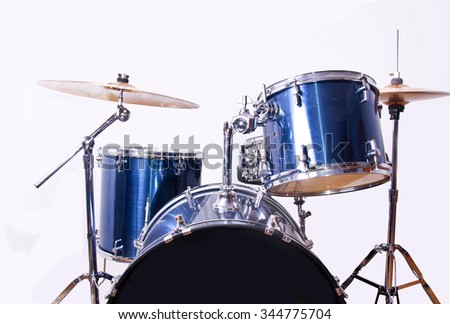 Drums over isolated white background. Music conceptual image. Snare toms and cymbals.