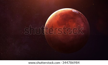 Mars - High resolution best quality solar system planet.  This image elements furnished by NASA. Royalty-Free Stock Photo #344786984