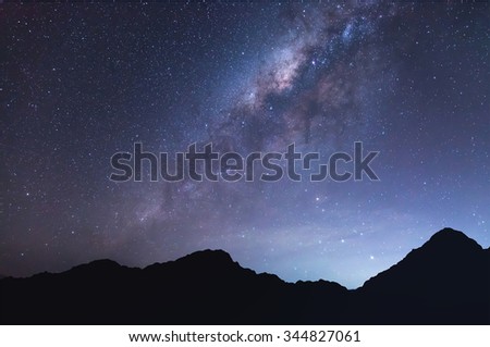 The milky way above mountain. Royalty-Free Stock Photo #344827061