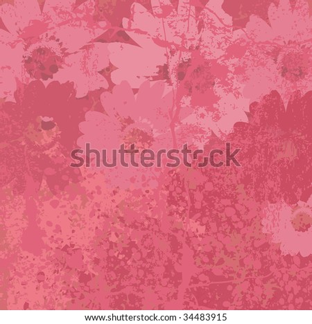 Grunge vector background with flowers
