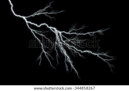 Lightning: lightning bolt, isolated against black ground  Royalty-Free Stock Photo #344858267