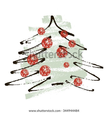 Hand Sketched Christmas Tree Isolated On A Transparent Background