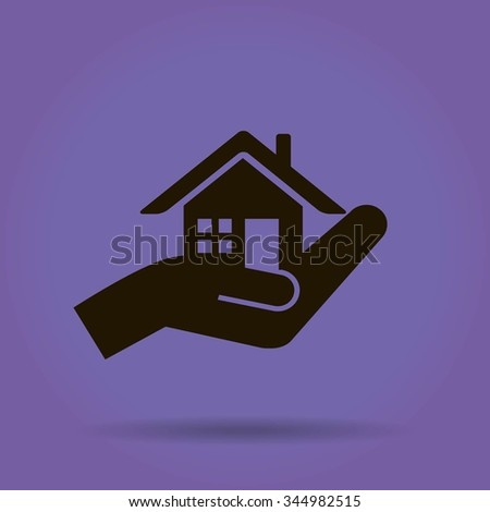 house and hand vector icon