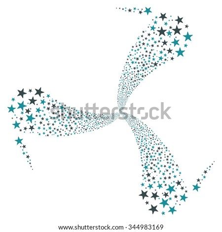 Star Salute Swirl Rotation vector illustration. Style is soft blue bicolor flat stars, white background.