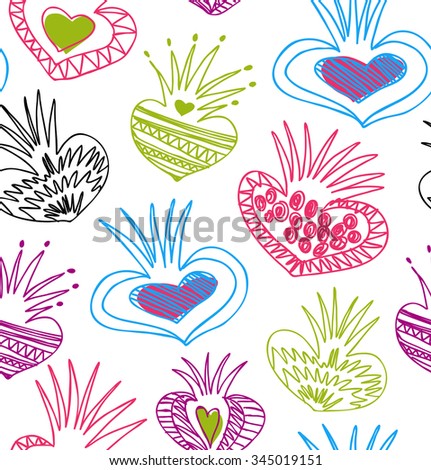 Abstract funny background. Seamless pattern with decorative doodle elements