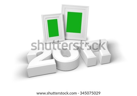 green color in a picture frame with white background and date 2017
