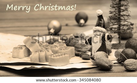 Marzipan traditional sweets christmas card blacke and white