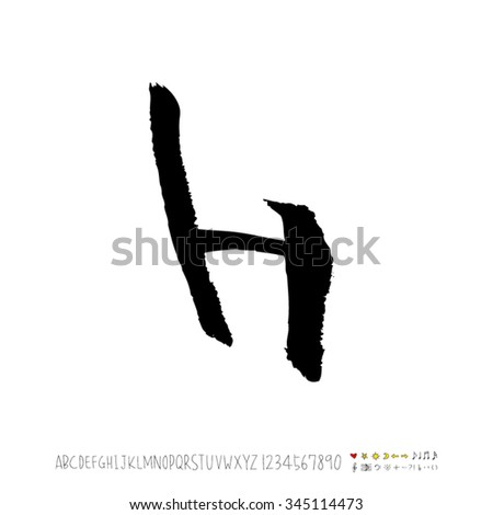 Hand drawn alphabet illustration & calligraphy - vector
