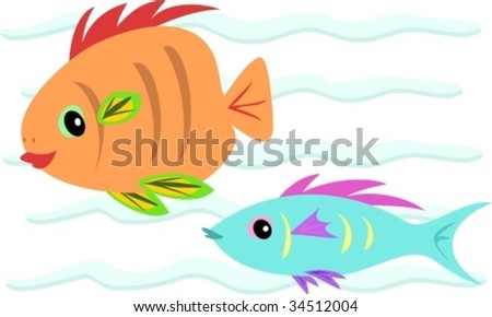 Orange and Blue Fish Vector