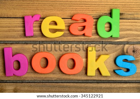 Read books word on wooden table