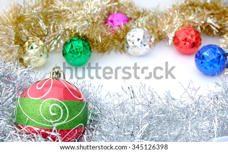 Christmas Decorations on White Background - Copy Space