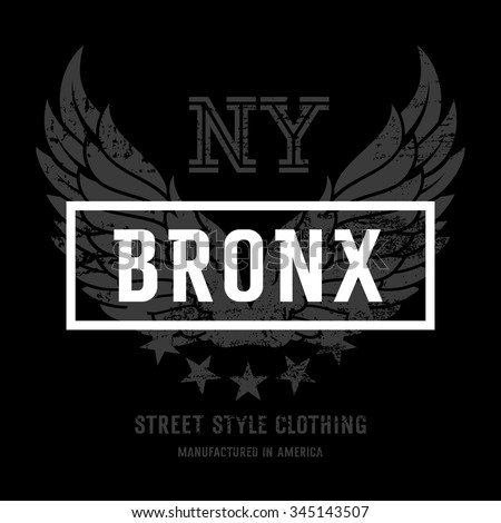 Lettering "Bronx NY" and American Eagle wings. This illustration can be used as a print on T-shirts and other clothes