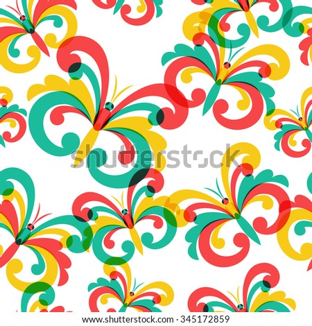 Vector seamless pattern with butterflies. Abstract background. Trendy design concept for fabric design, textile print, wrapping paper or web background. 