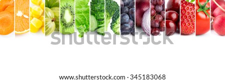 Fresh color fruits and vegetables Royalty-Free Stock Photo #345183068