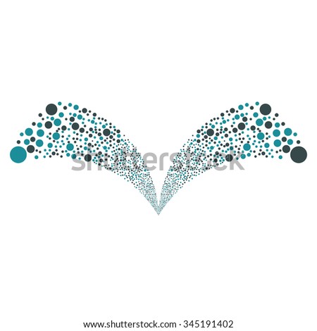 Double Bubble Salute glyph illustration. Style is soft blue bicolor flat circles, white background.