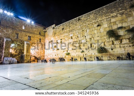 Western wall at night, Jerusalem , Israel Royalty-Free Stock Photo #345245936