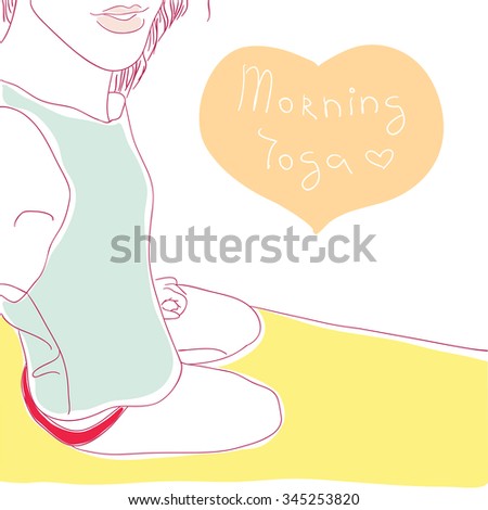 beautiful slim girl doing morning yoga.
