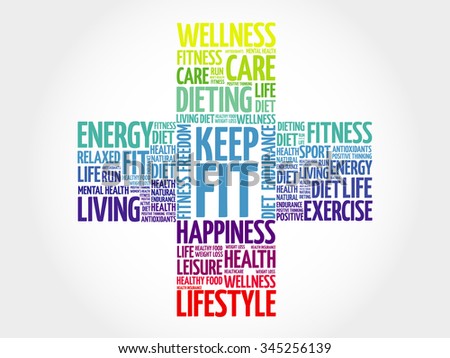 KEEP FIT cross word cloud, health concept