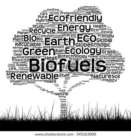Vector concept conceptual black ecology text word cloud as tree and grass isolated on white background for nature, ecology, green, energy, natural, life, world, global, protect environmental recycling