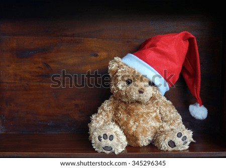 Santa bear with timber box                