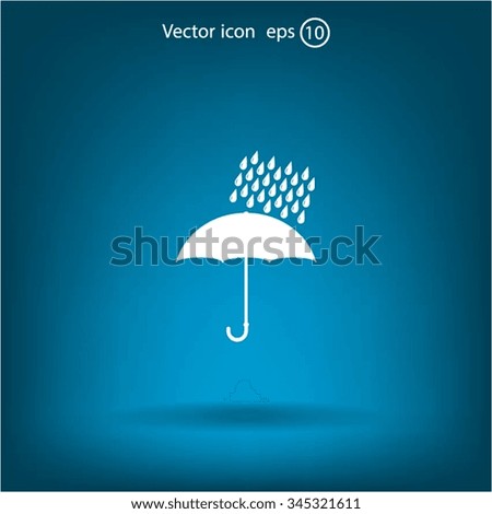 Umbrella and rain drops. Vector illustration