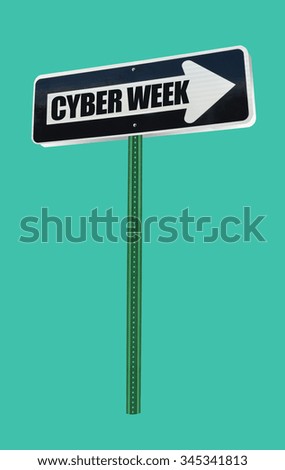 Cyber Week One Way Arrow isolated on green background