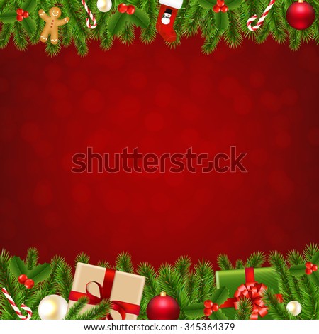 Xmas Christmas Borders With Gradient Mesh, Vector Illustration