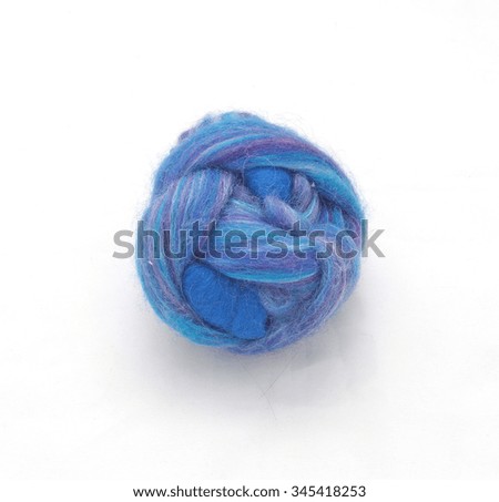 Blue, purple, violet wool fiber ball for felting