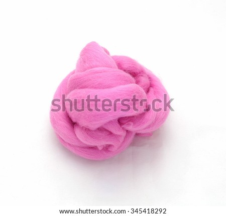 Pink wool fiber ball for felting 