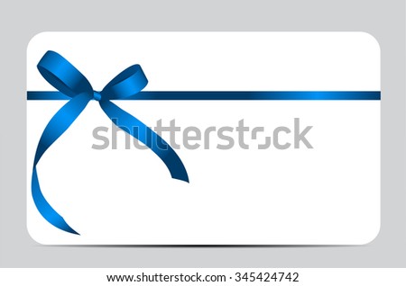 Gift Card with Blue Ribbon and Bow. Vector illustration EPS10
