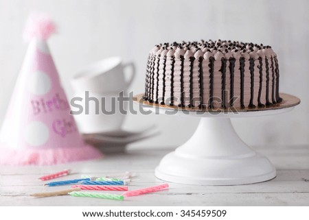 Birthday cake with candles. With copy space
