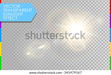 Vector transparent sunlight special lens flare light effect. Sun flash with rays and spotlight Royalty-Free Stock Photo #345479567