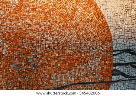 Mosaic background wall of abstract planet