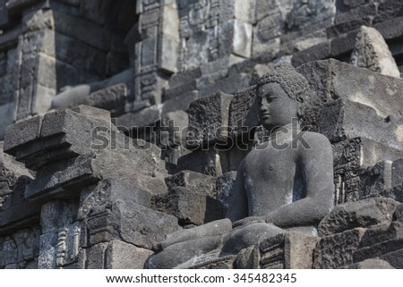 Stoned image of Buddha in Borobudur, Indonesia 