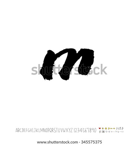 Hand drawn alphabet illustration & calligraphy - vector