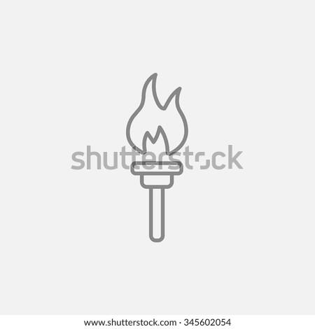 Burning olympic torch line icon for web, mobile and infographics. Vector dark grey icon isolated on light grey background.