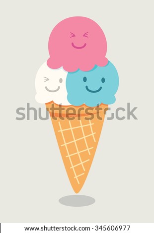 cute cartoon ice cream vector illustration