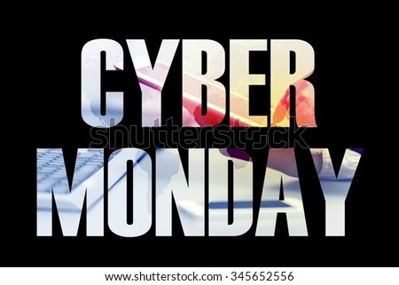Cyber Monday, lettering on a black background. Inscription filled image.