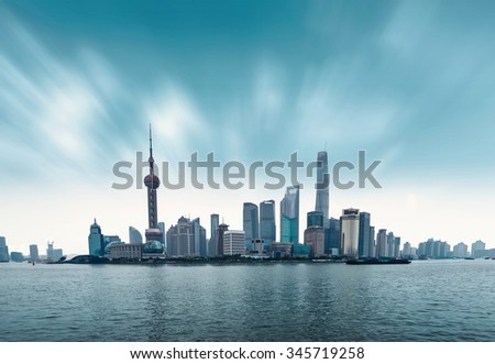 modern city at sunrise,Shanghai skyline
