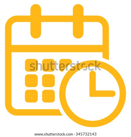 Timetable vector icon. Style is flat symbol, yellow color, rounded angles, white background. Royalty-Free Stock Photo #345732143