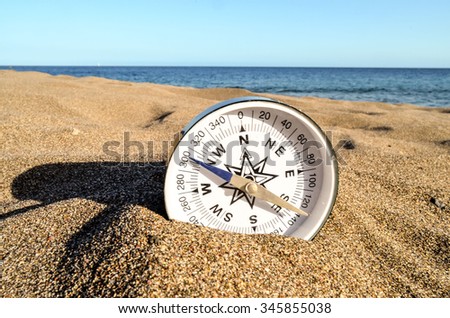 Photo Picture of  a Compass on the Sand Beach
