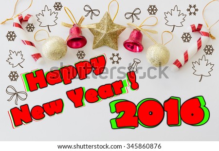 New year decorated with word "Happy New Year 2016" for background
